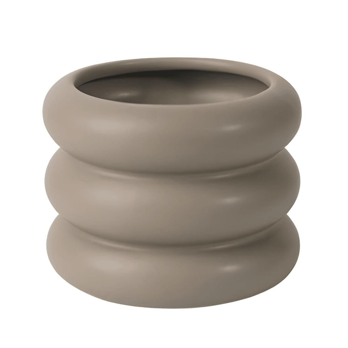 Grey layered donut ceramic flowerpot vase