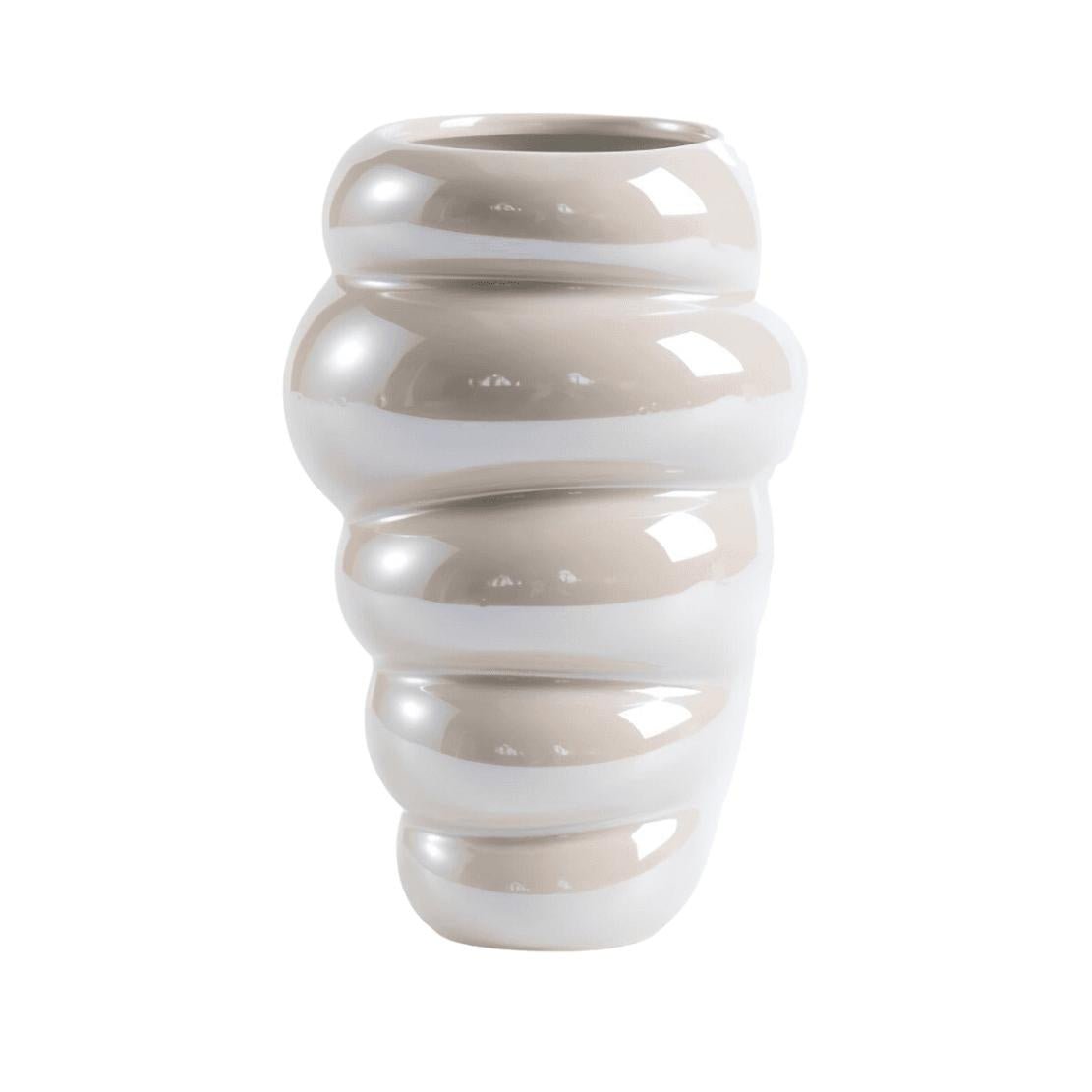 Tall, grey ceramic honeycomb vase