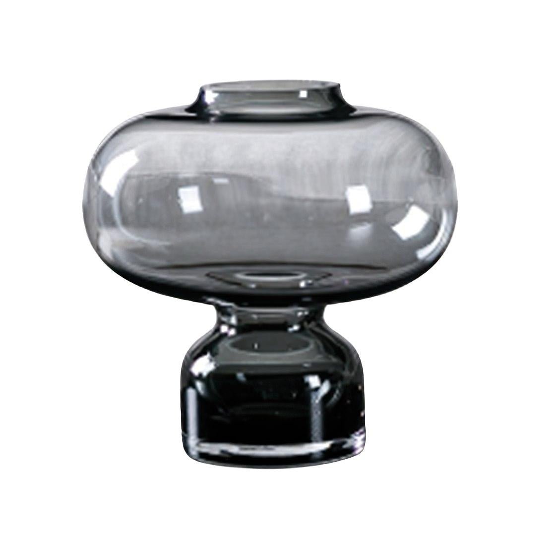 Grey ball glass vase