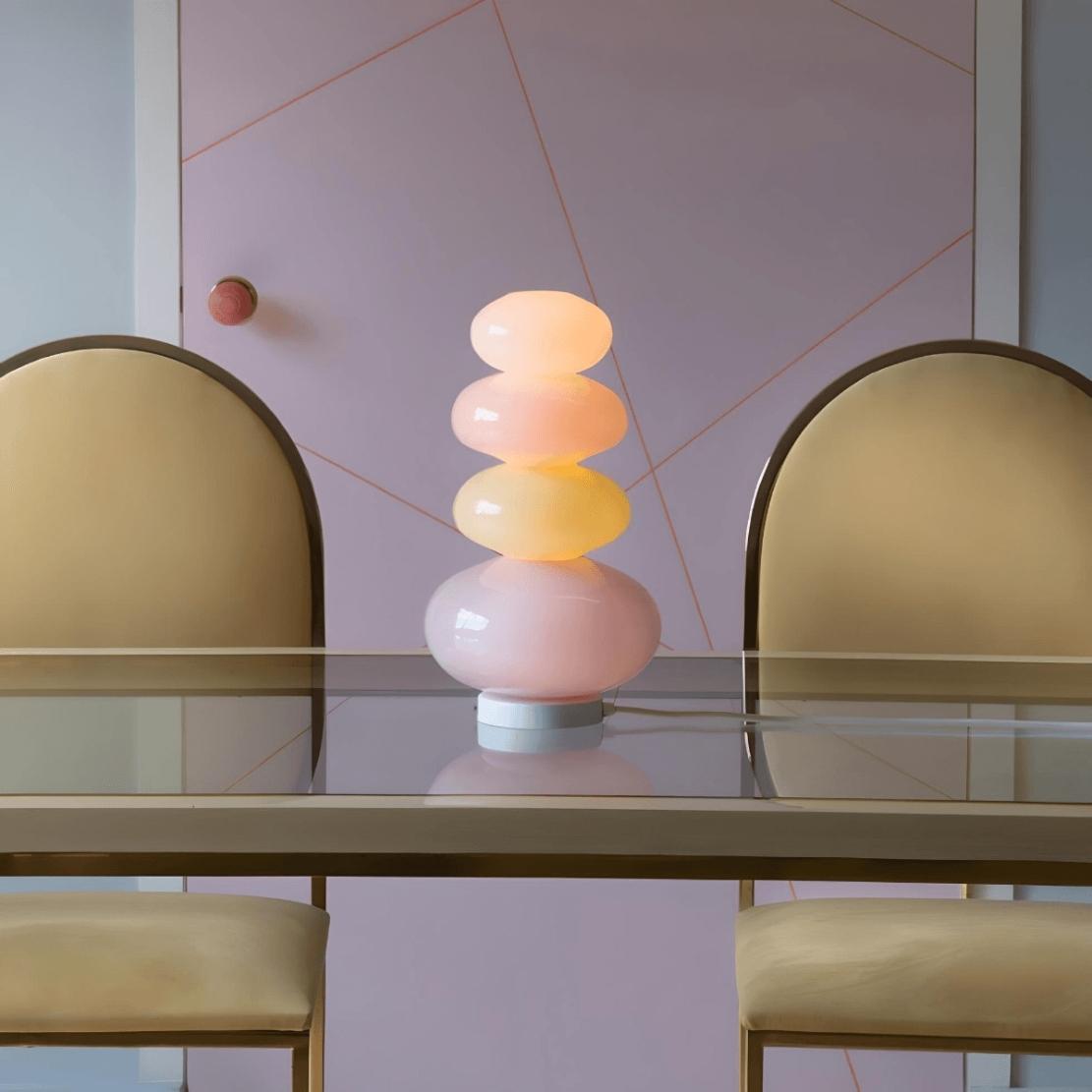 Pink yellow layered bubble glass table lamp