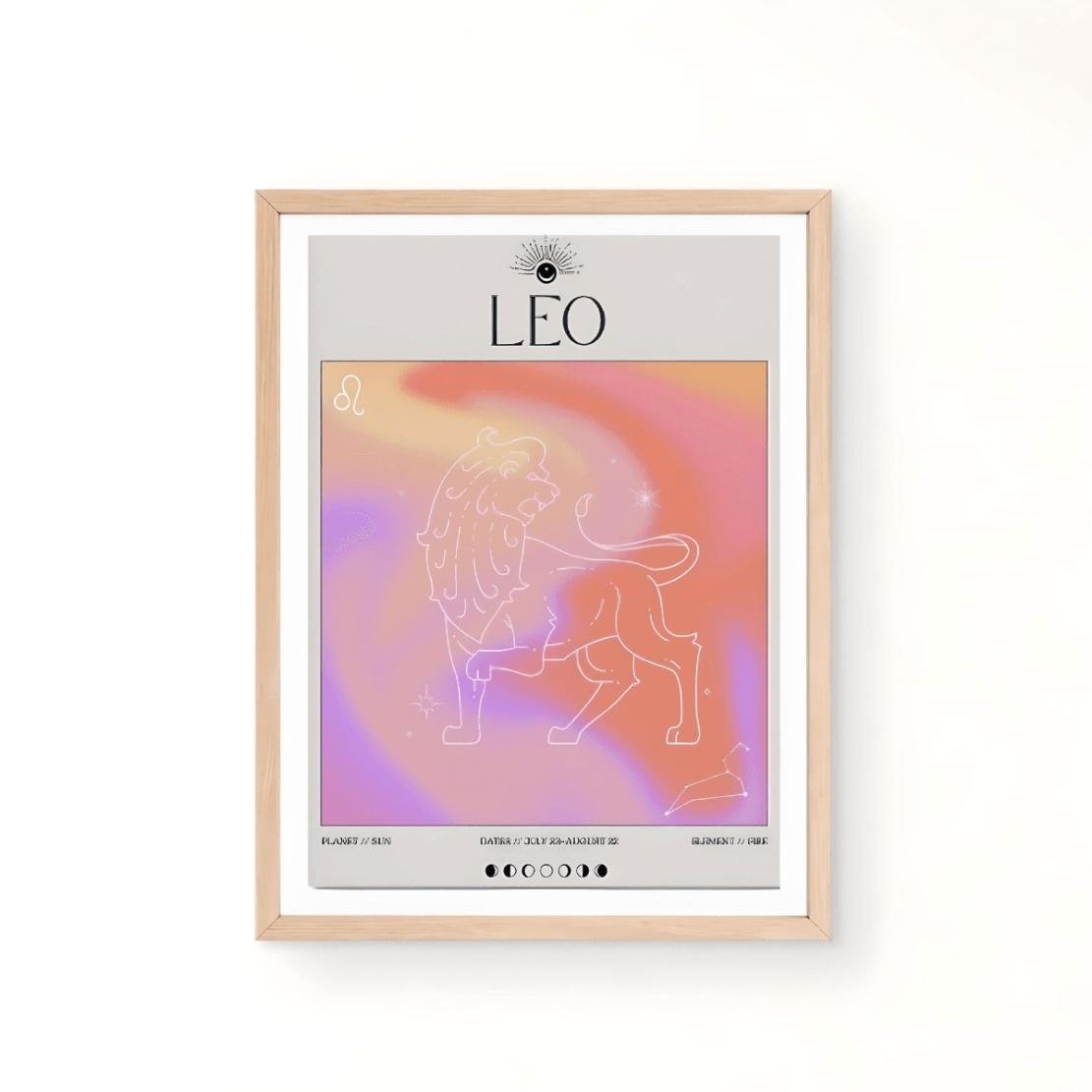 Leo zodiac print aura astrology poster