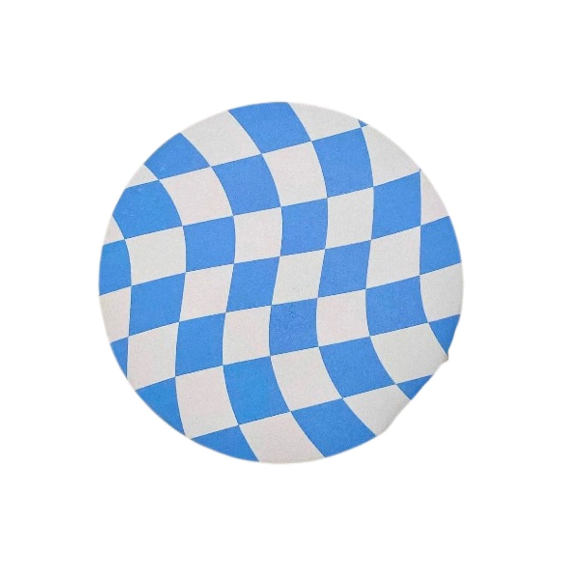 Blue & white checkered pattern round cup coaster