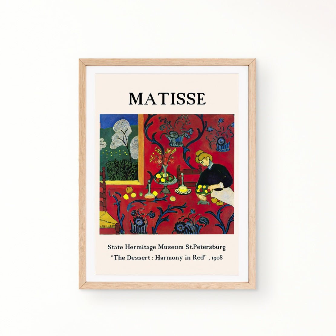Henri Matisse, "The Dessert: Harmony in Red", 1908 art print poster