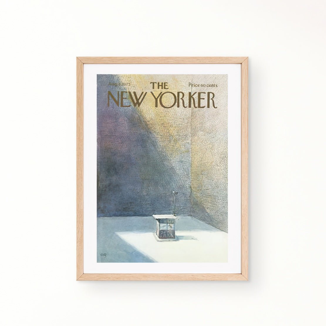 The New Yorker vintage cover poster grey room with a table