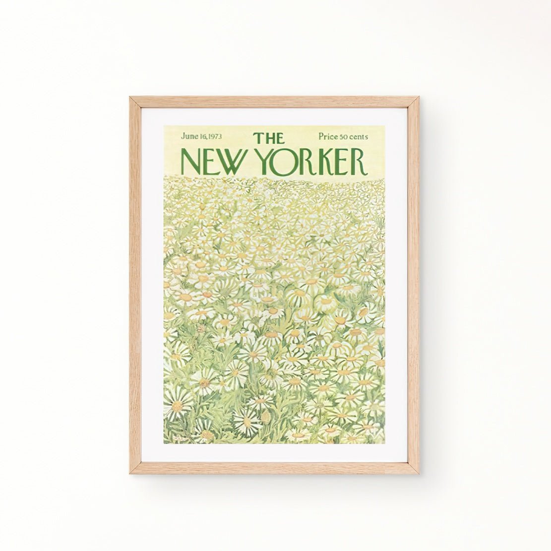 The New Yorker vintage cover poster green daisy flower field