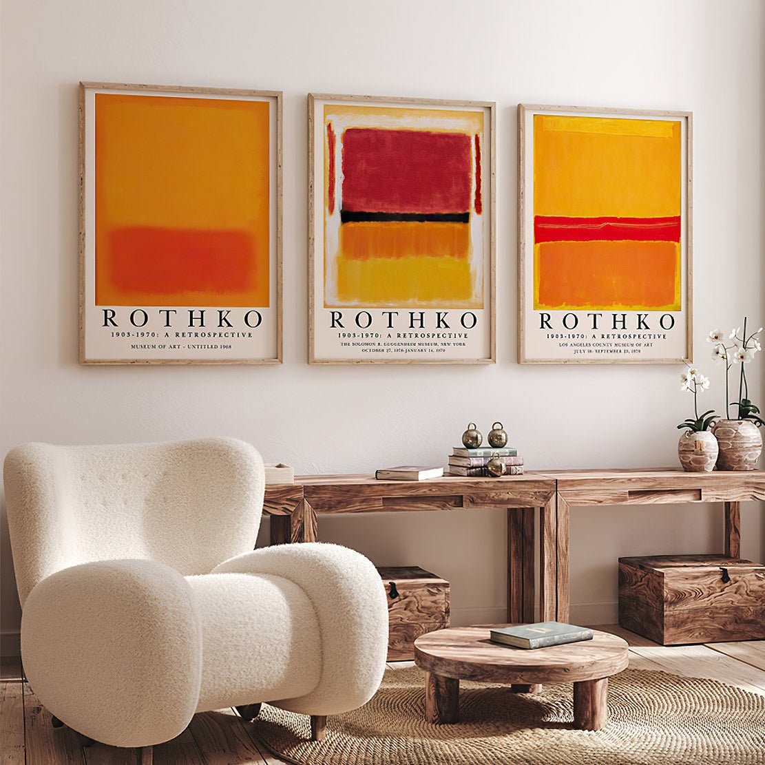 Abstract, orange Rothko art print framed livingroom poster