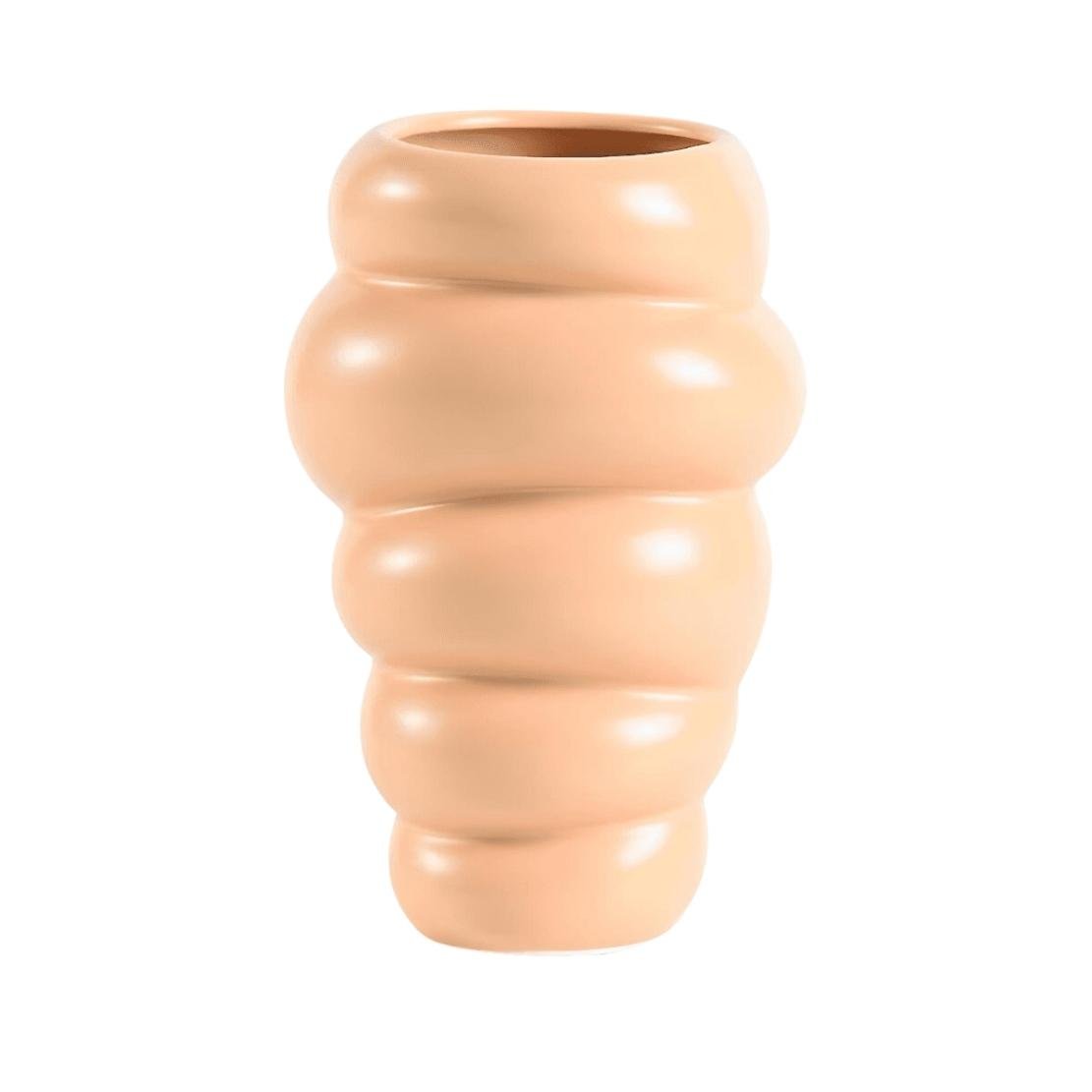 Tall, orange ceramic honeycomb vase