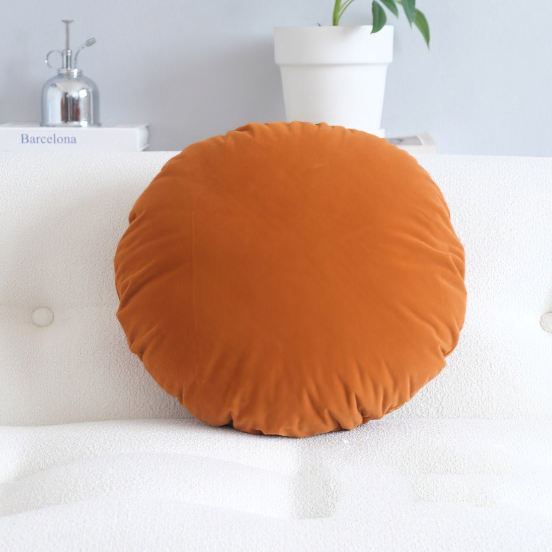 Rusty orange round circle decorative throw pillow