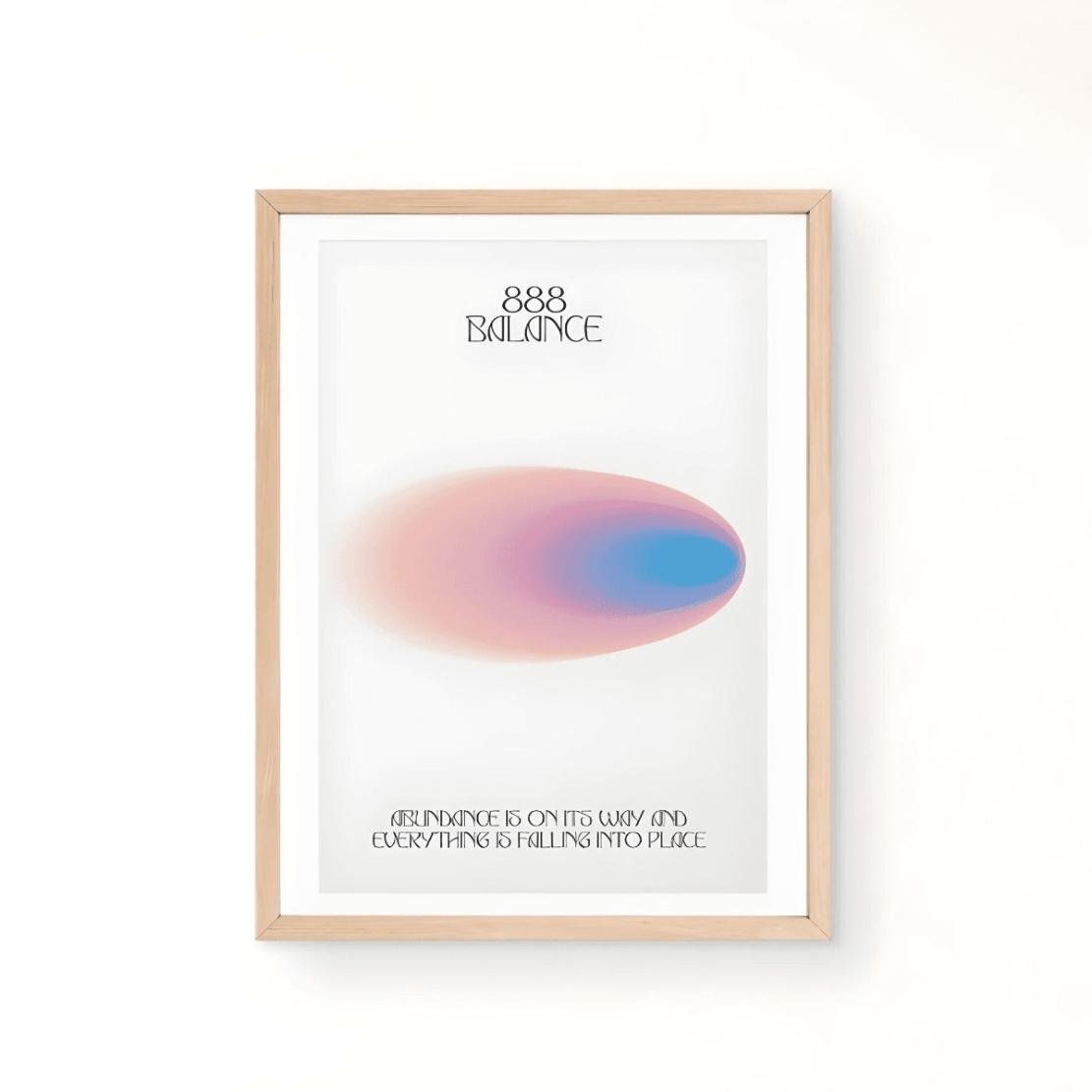 Angel number 888 poster, pink blue aura orb art print
