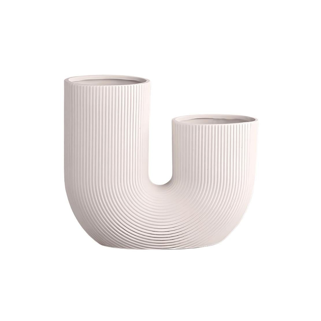 Pink, ceramic U shape vase