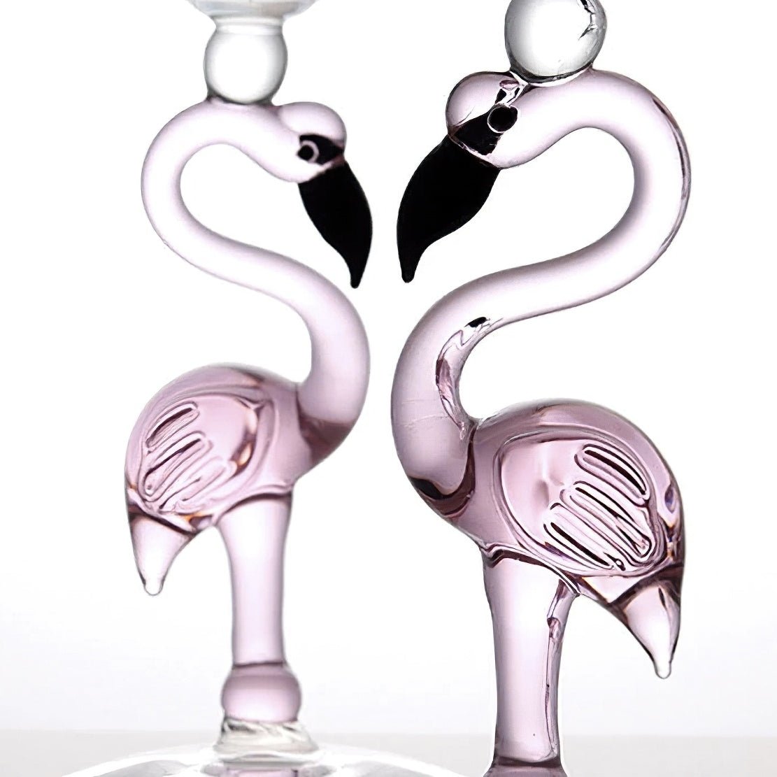 Pink glass flamingo stem drinkware
