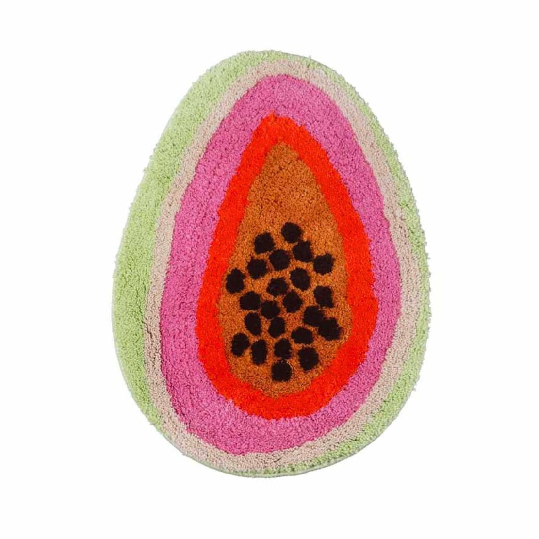 Green, pink, red and brown passionfruit bathmat rug