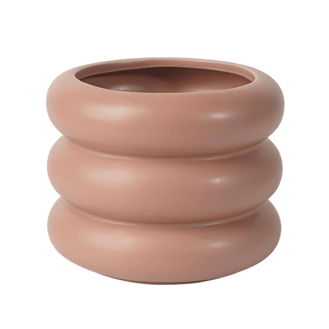 Pink layered donut ceramic flowerpot vase