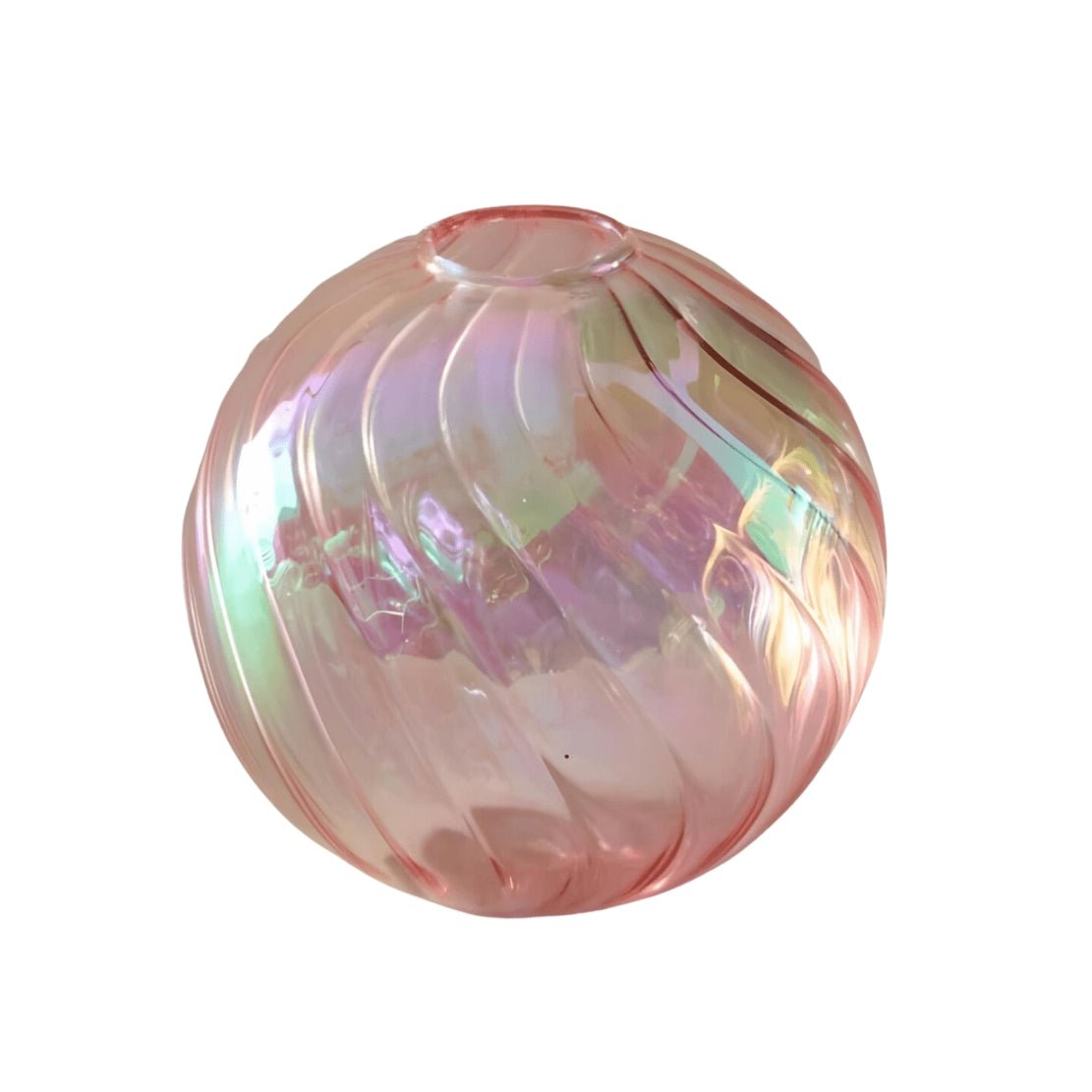 Pink, shiny glass ball vase