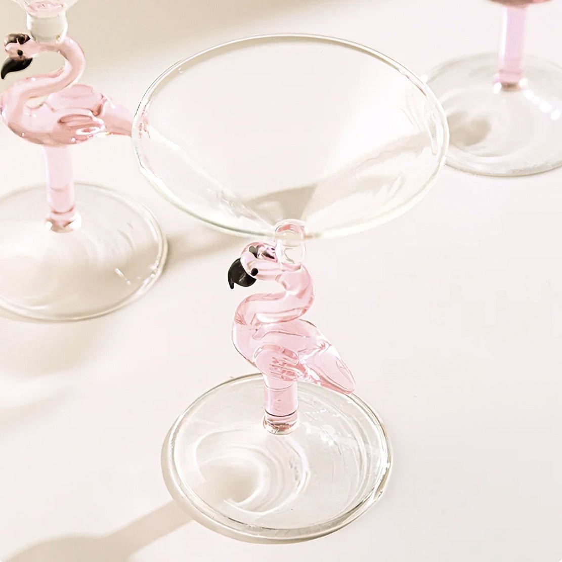 Pink flamingo stem martini glass