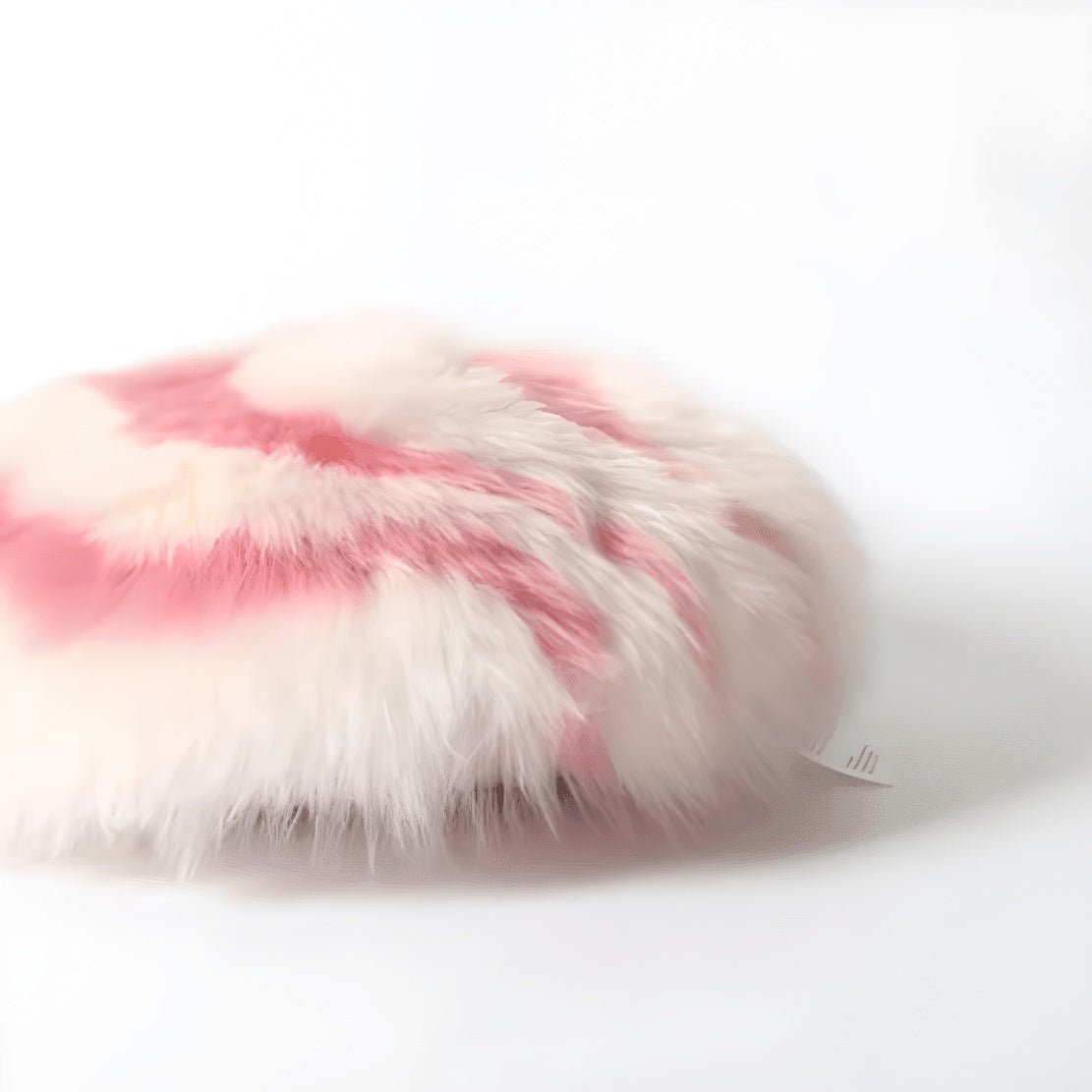 Pink & white fluffy pillow