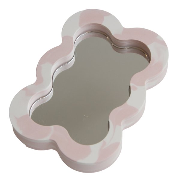 Pink & white wiggle table mirror