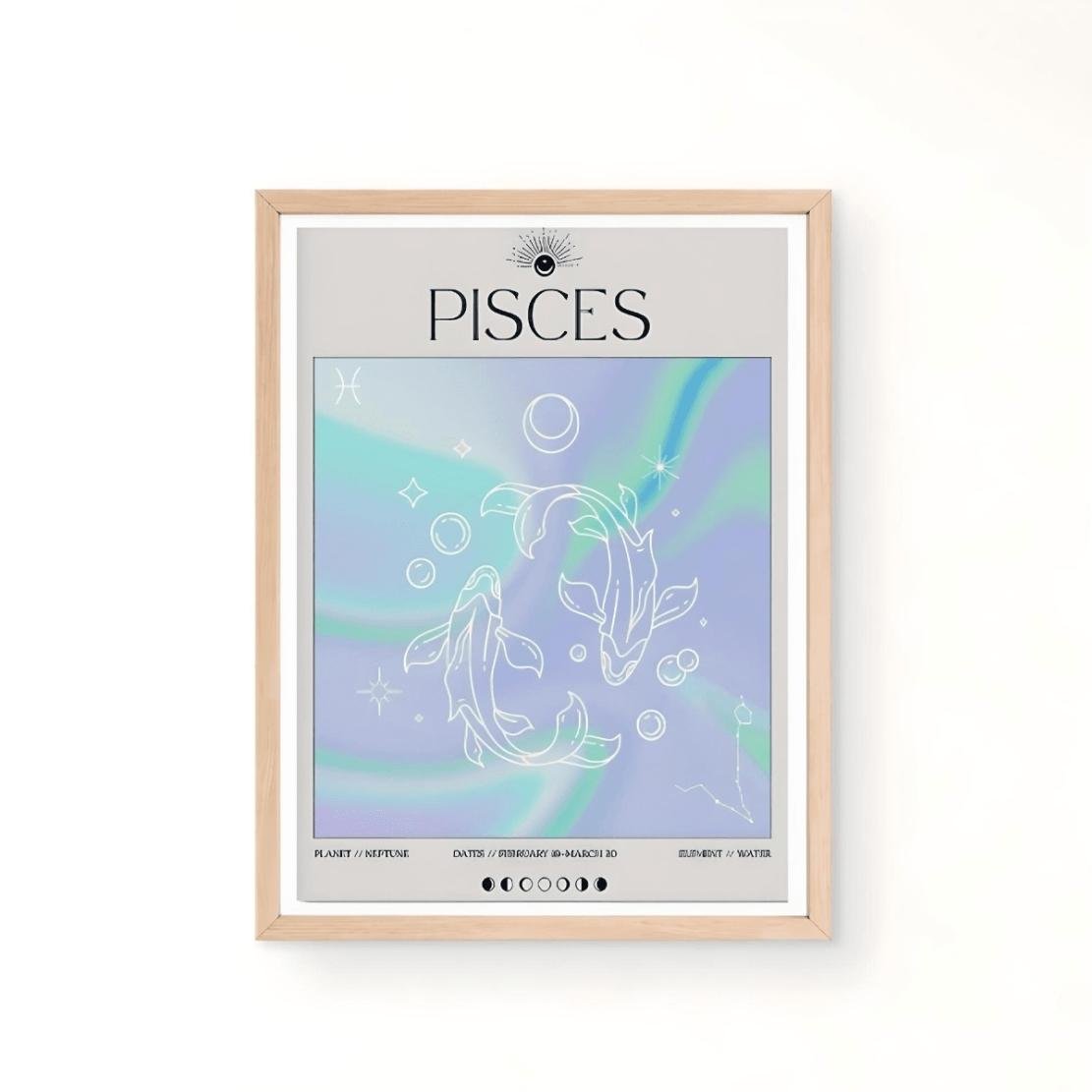 Pisces zodiac print aura astrology poster