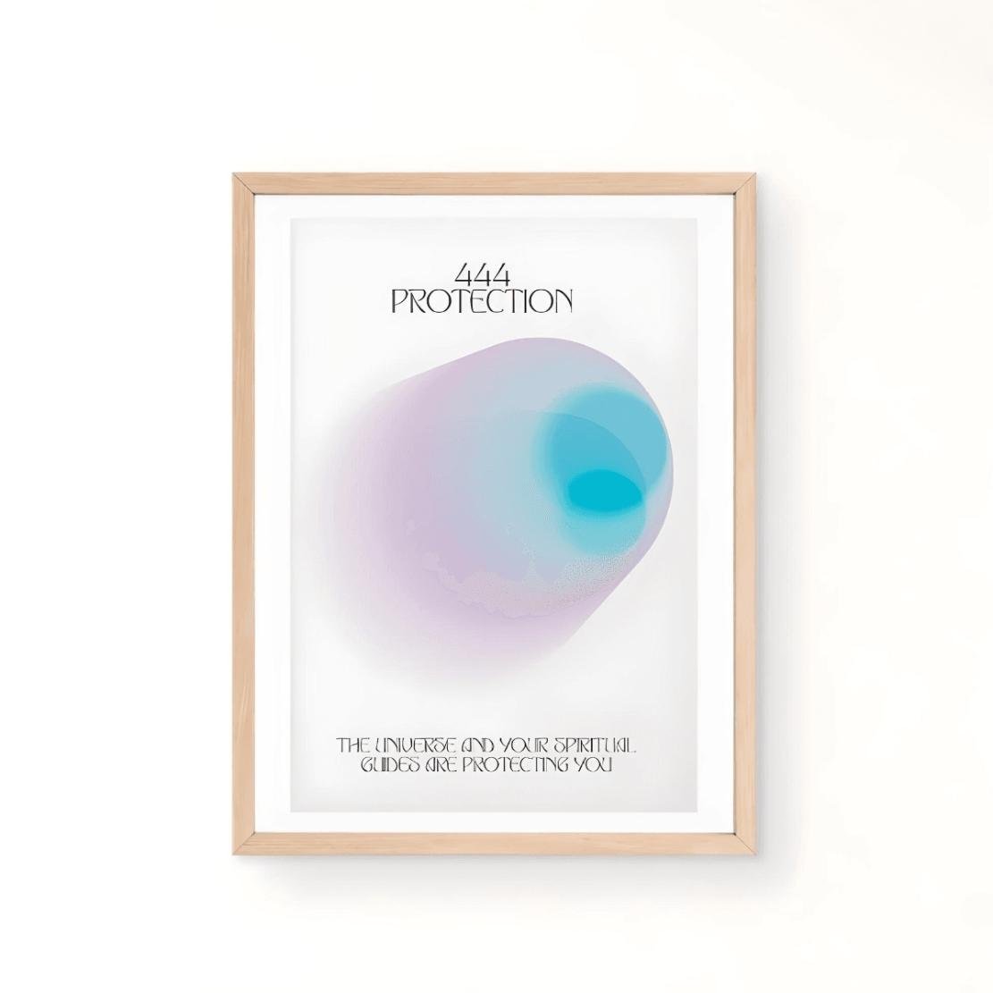 Angel number 444 poster, blue purple aura orb art print