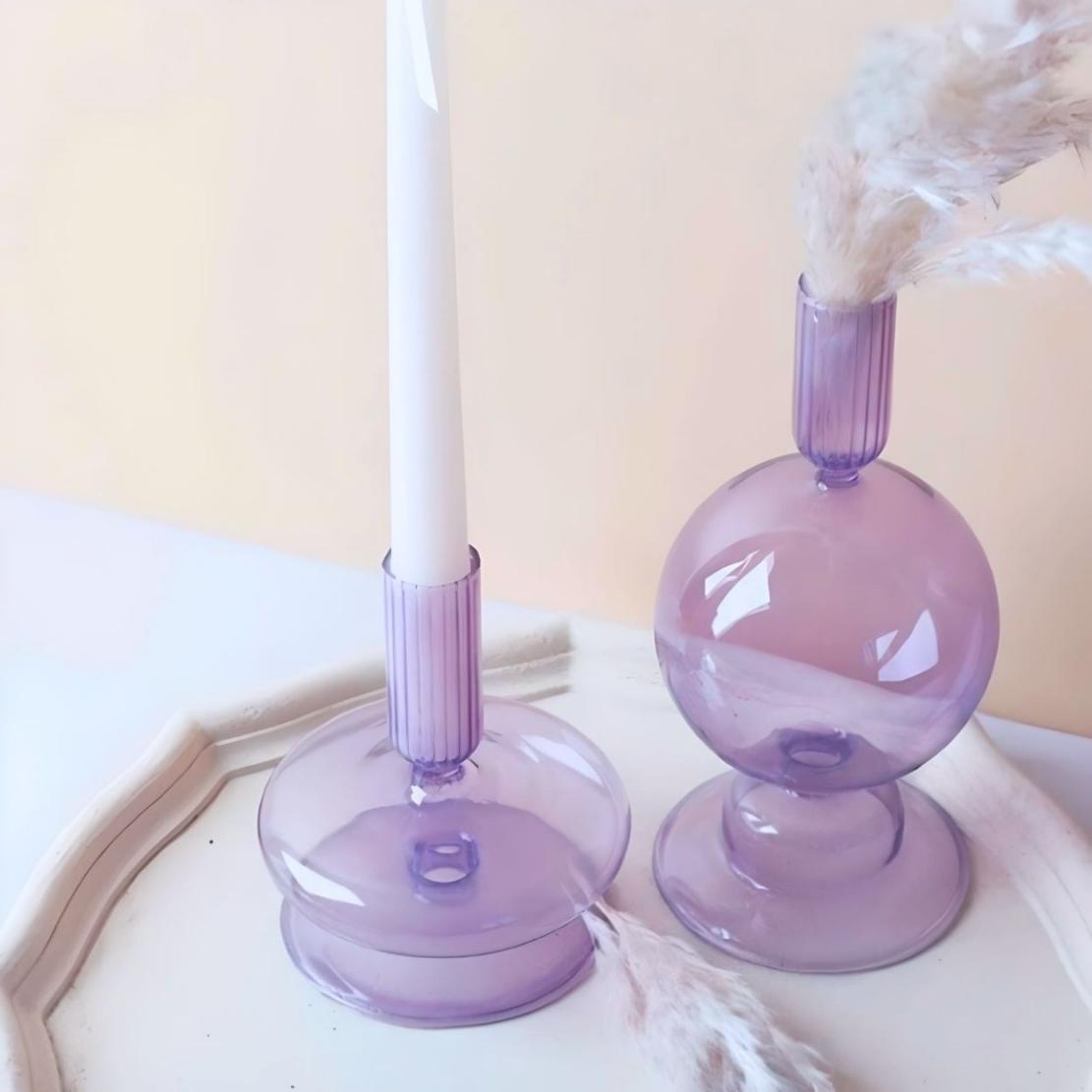 Purple ball glass candleholder