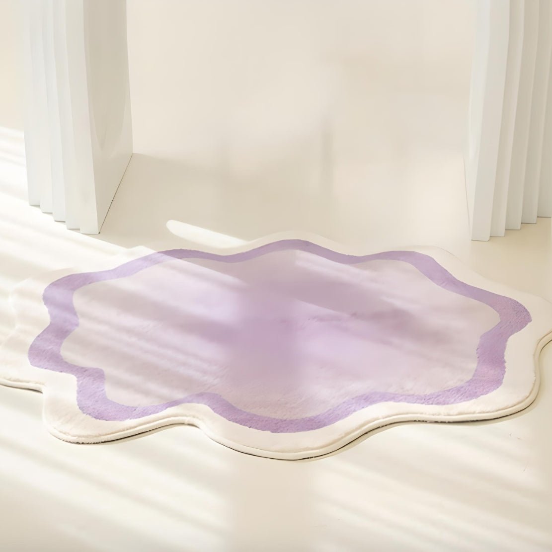 Purple, asymmetrical gradient floor rug