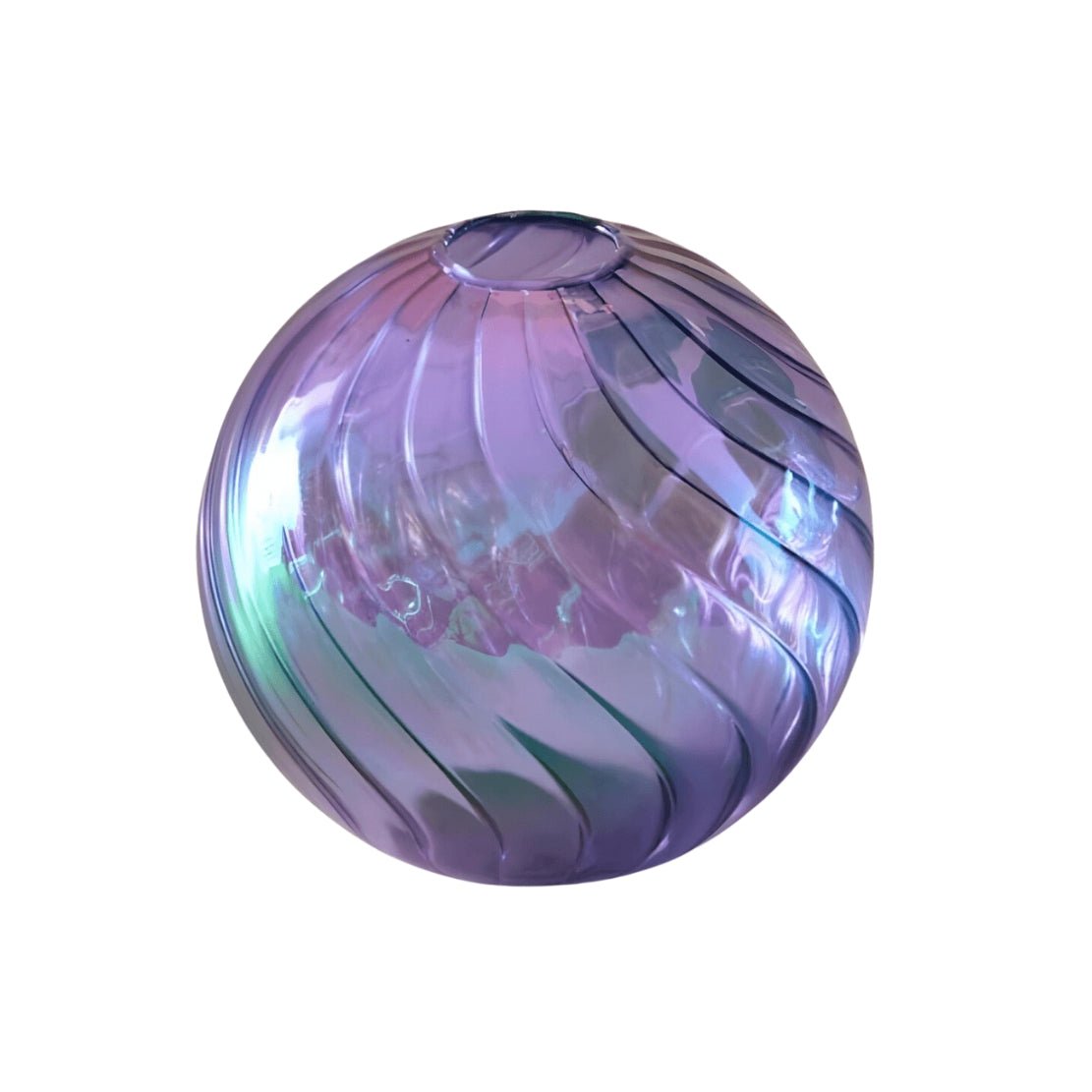 Purple, shiny glass ball vase