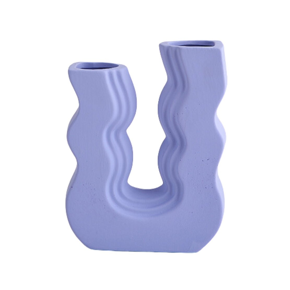 Purple, ceramic, wiggle U shaped vase