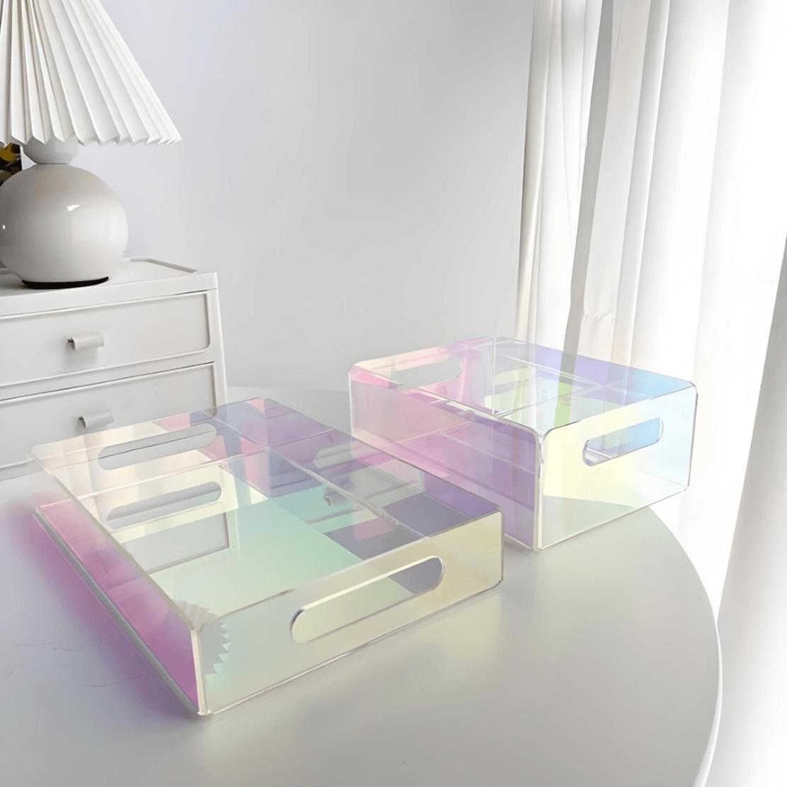 Pink galaxy shiny acrylic storage box & tray