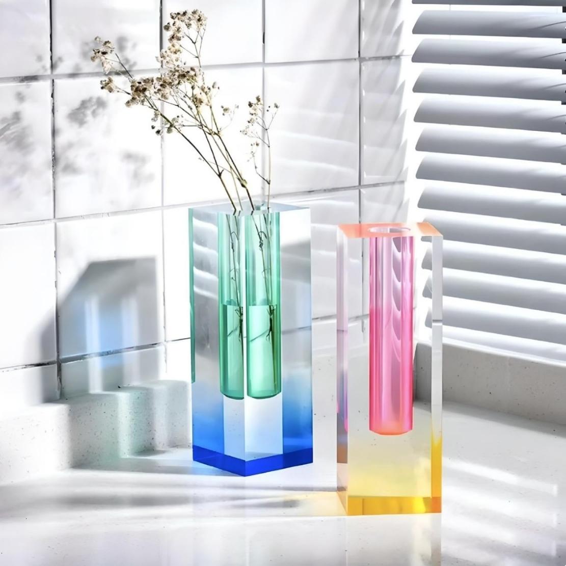 gradient design home decor colorful acrylic cylinder vases.
