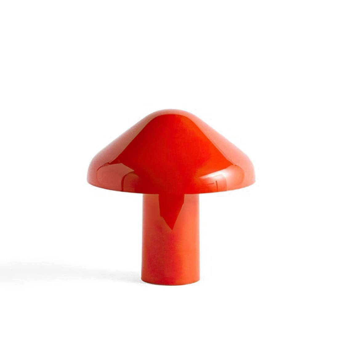 Red, metallic USB mushroom table lamp