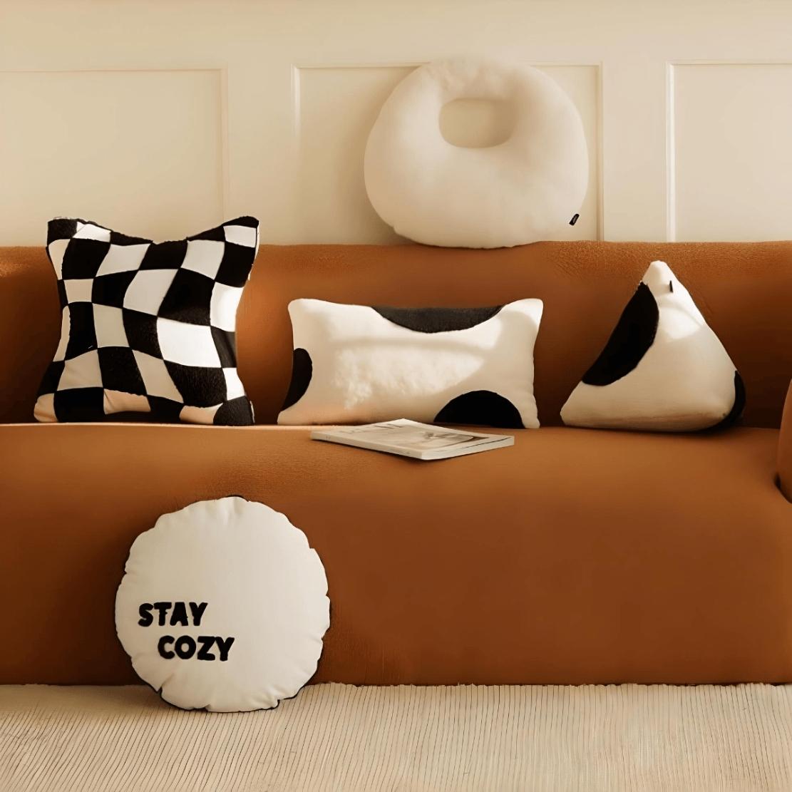 Funky retro design , black & white decorative throw pillows