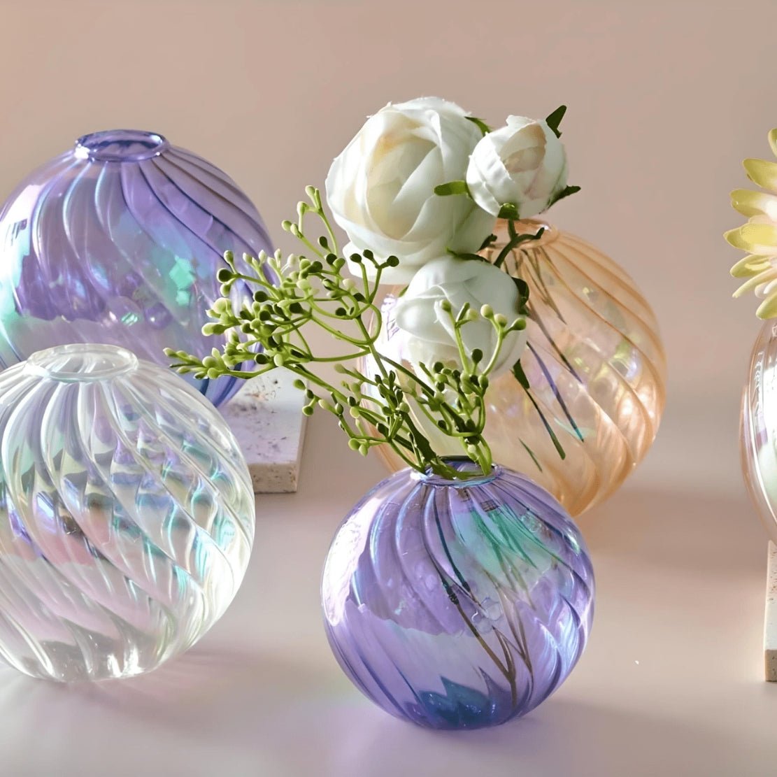 Shiny ball glass vases