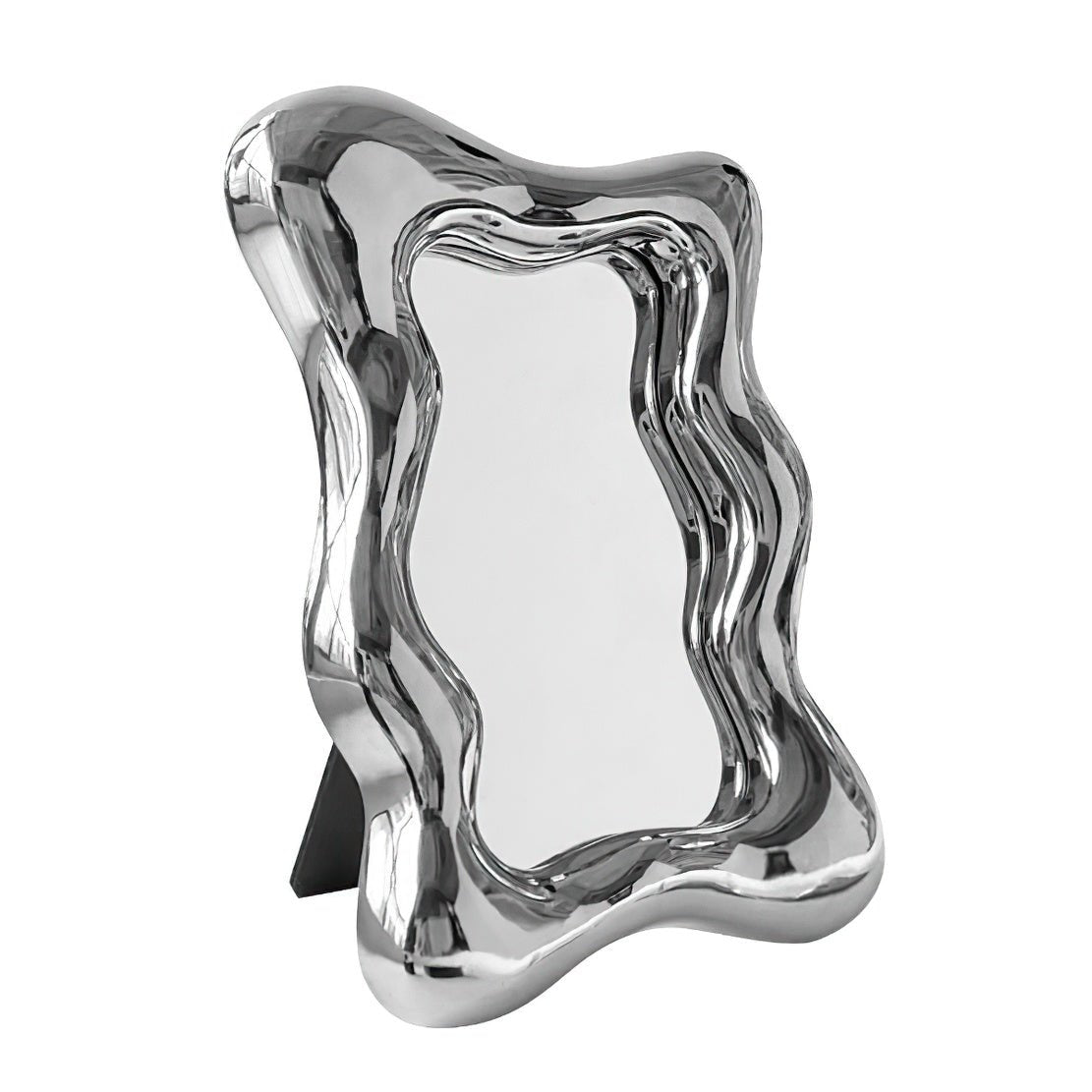 Asymmetrical silver frame funky mirror