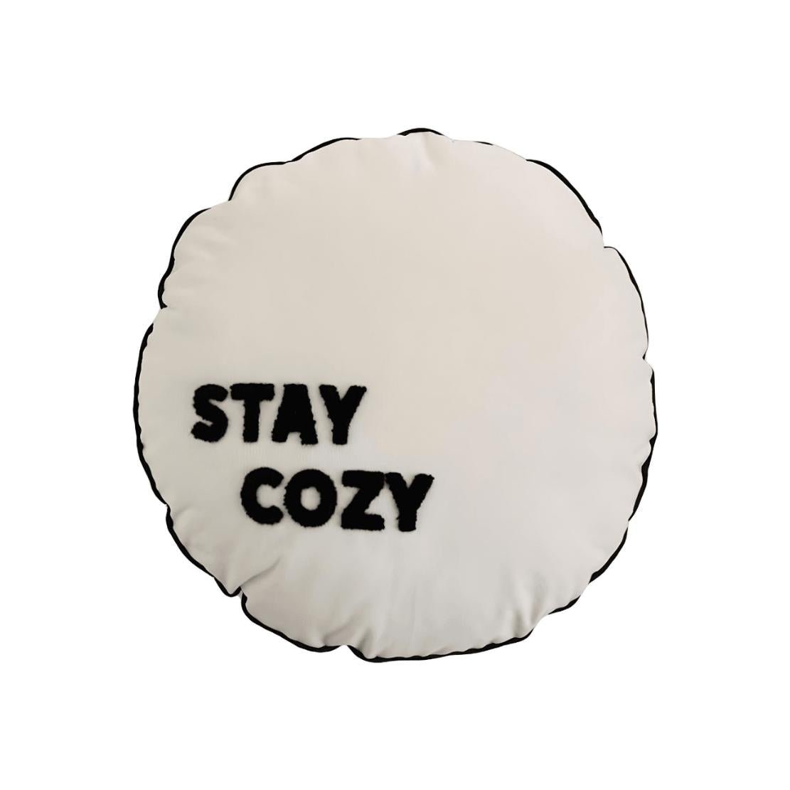 Black & white round cozy decorative throw pillow