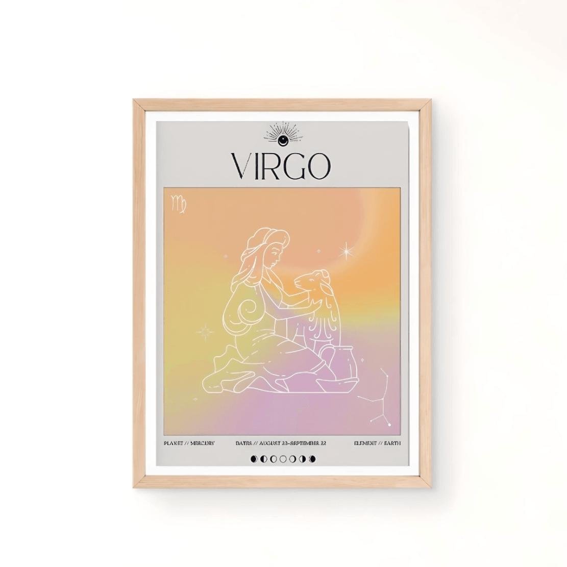 Virgo zodiac print aura astrology poster