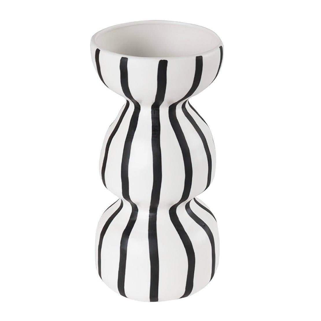 White black stripe bubble candy vase
