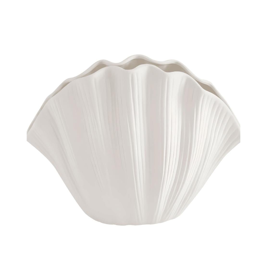 White, ceramic shell vase