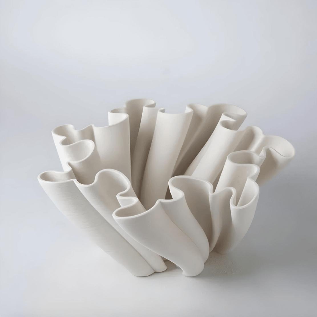 Large, decorative, asymmetrical, ceramic bowl