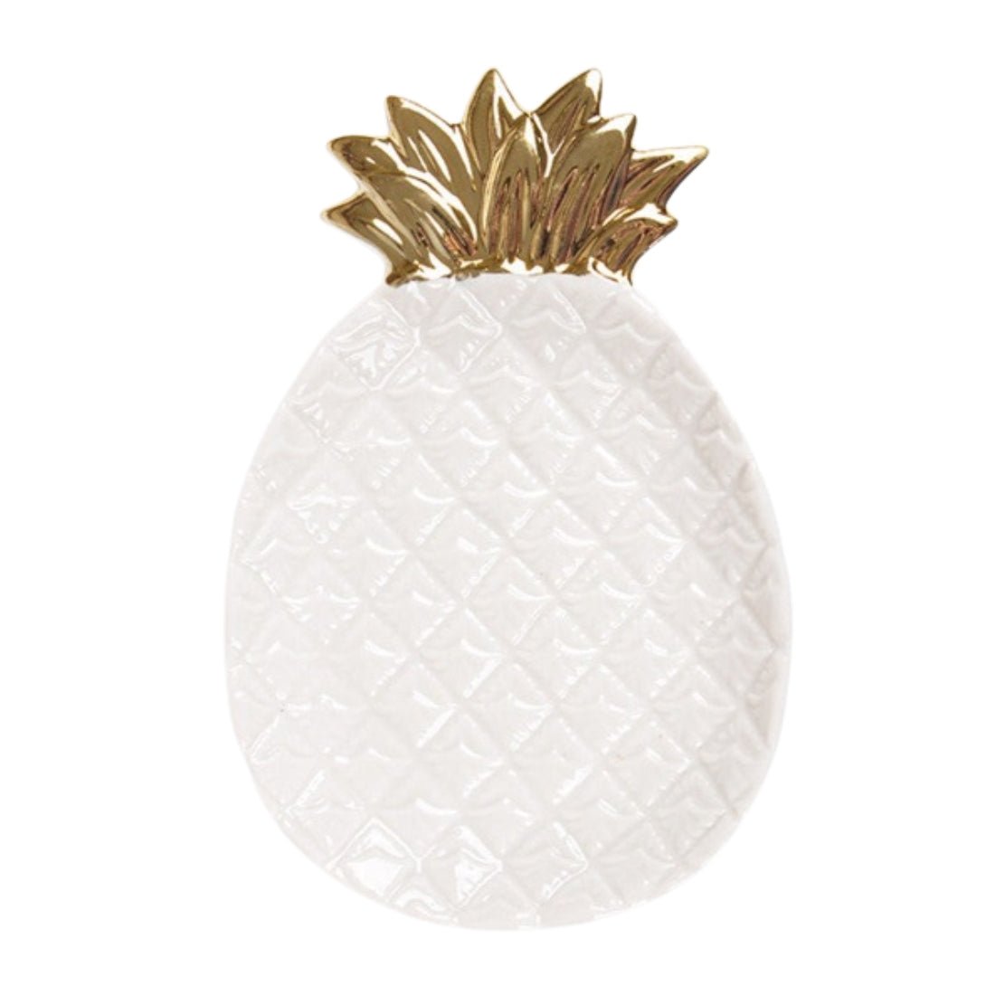 White & gold, ceramic pineapple decorative tray