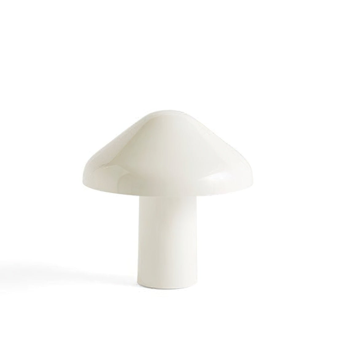 White, metallic USB mushroom table lamp