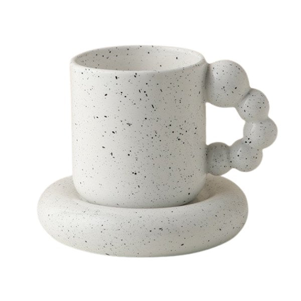 White pearl handle mug with matching saucer