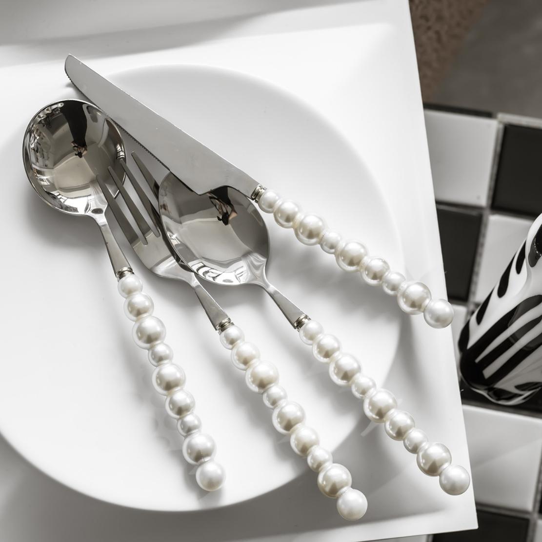 White pearl silver tableware
