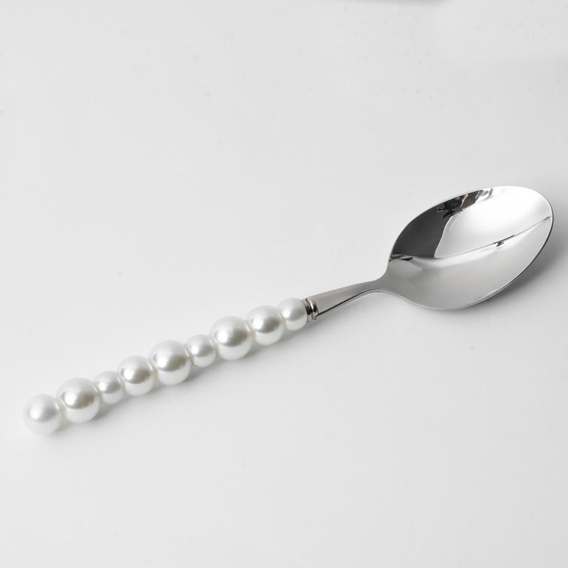 White pearl silver tableware spoon