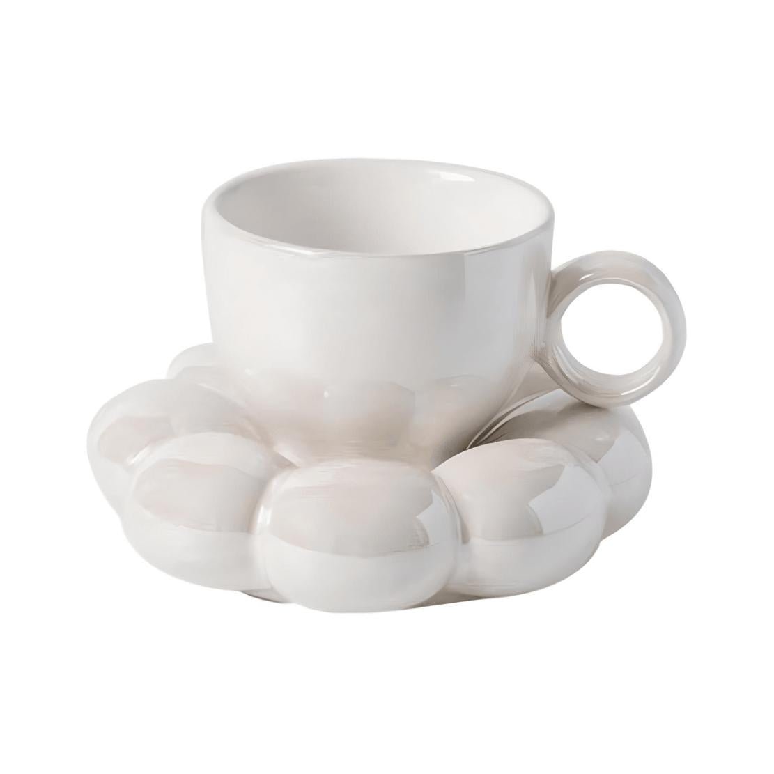 White tea cup with flower saucer