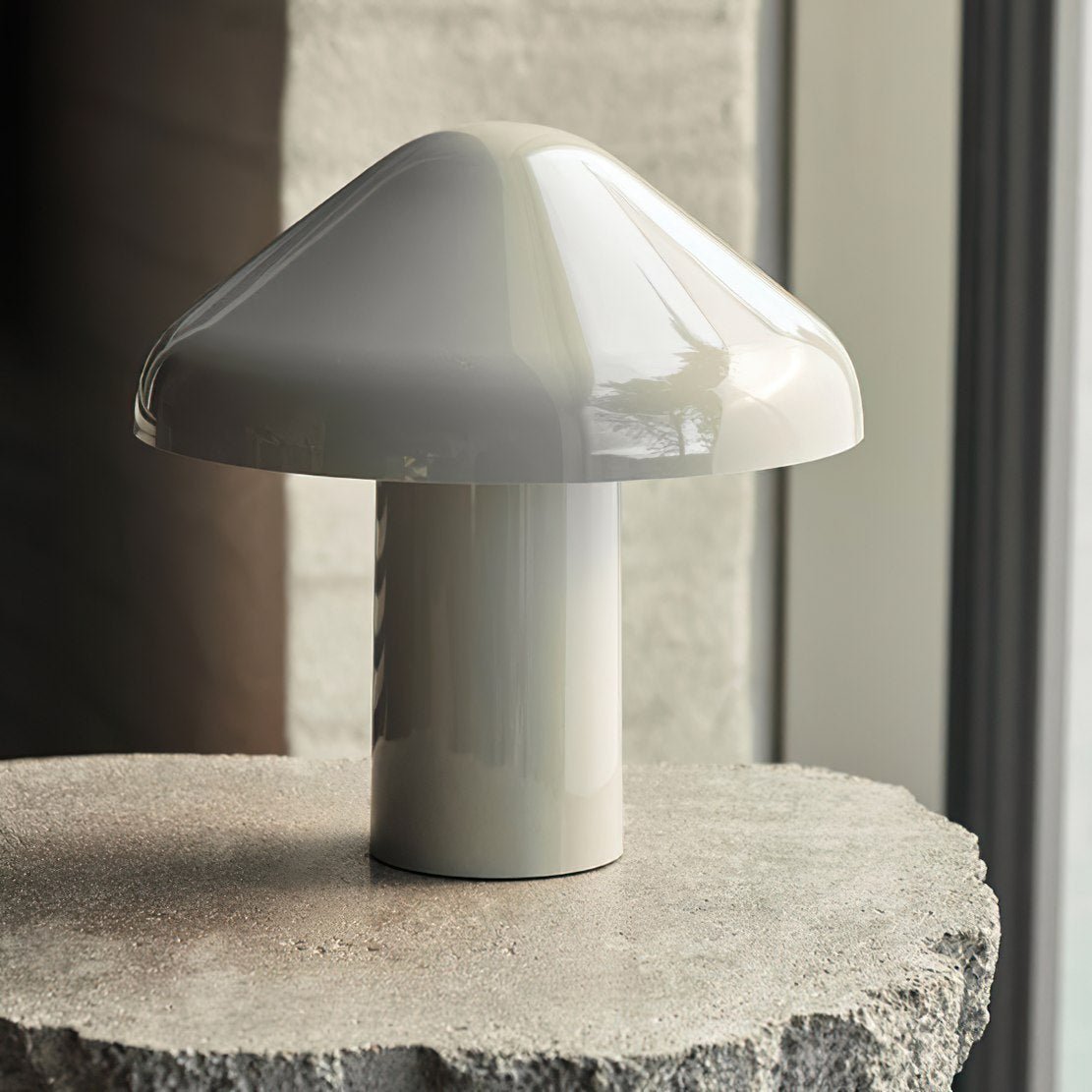 White, metal USB plus mushroom nightlight lamp