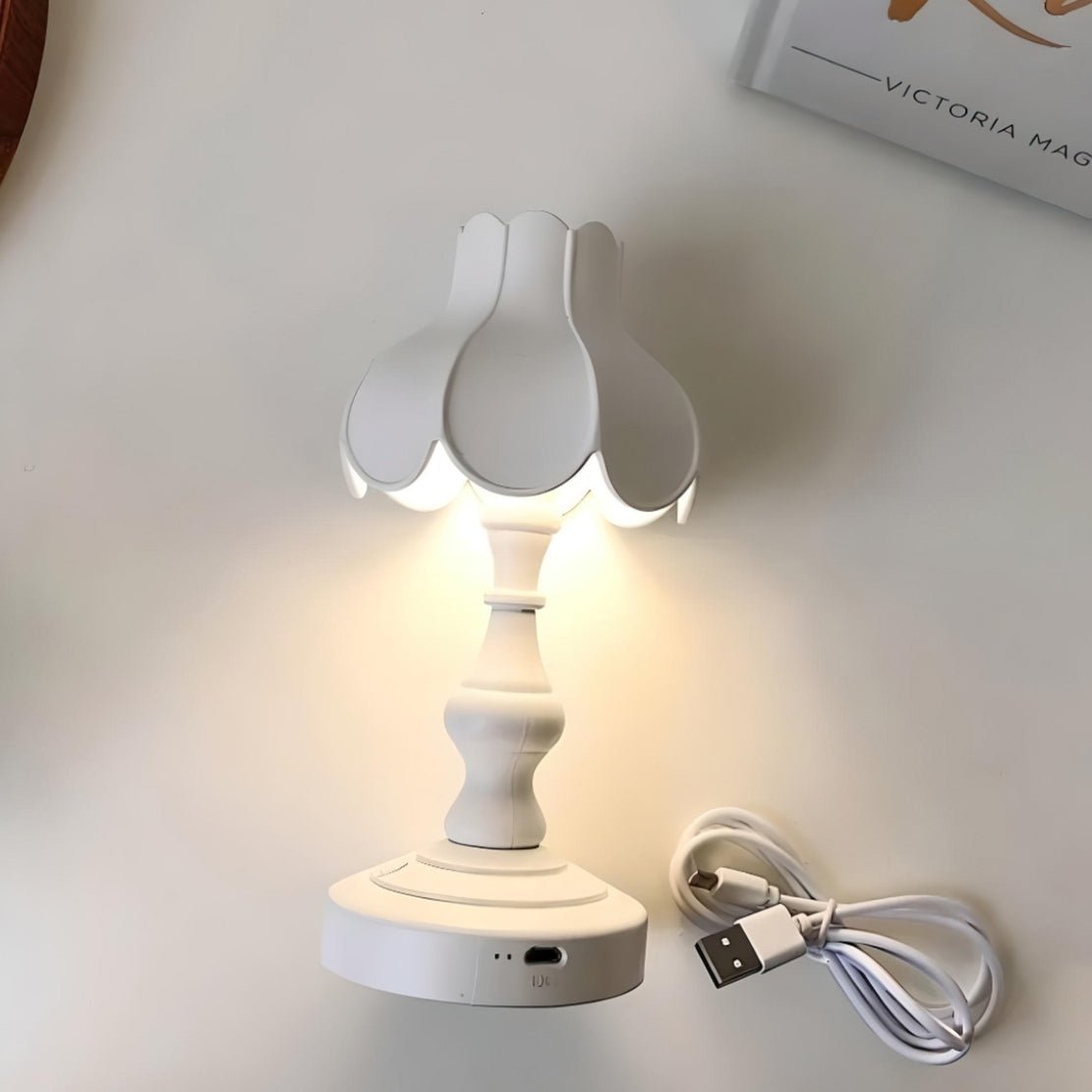 Cute, white, lotus flower USB rechargeable lamp