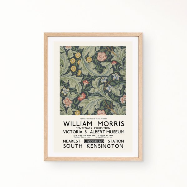 William Morris Green Plant Pink Flower Art Print