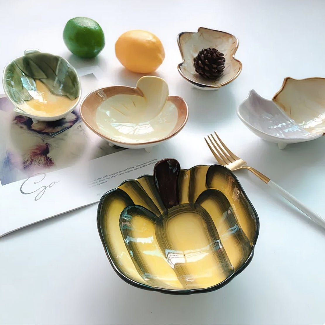 Yellow pumpkin ceramic vegetable design bowl food dish