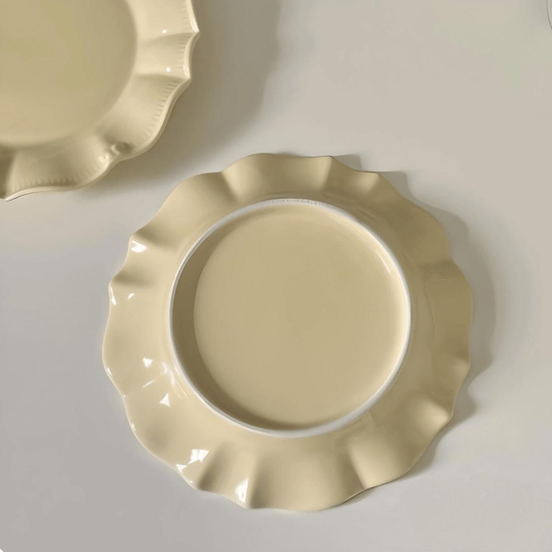 Cream yellow vintage porcelain tableware plate